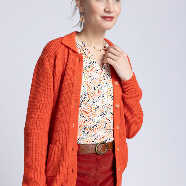 Maison Solfin - Gilet femme en laine mérinos orange – 50