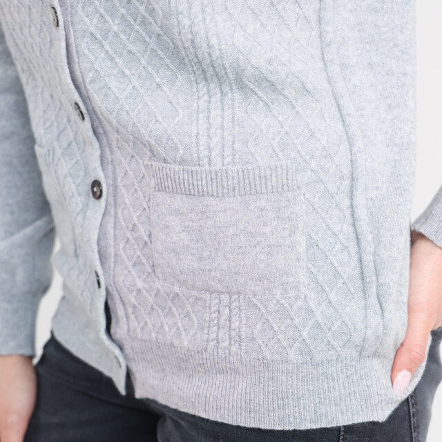 Maison Solfin - Cardigan femme en cachemire et laine gris – 44