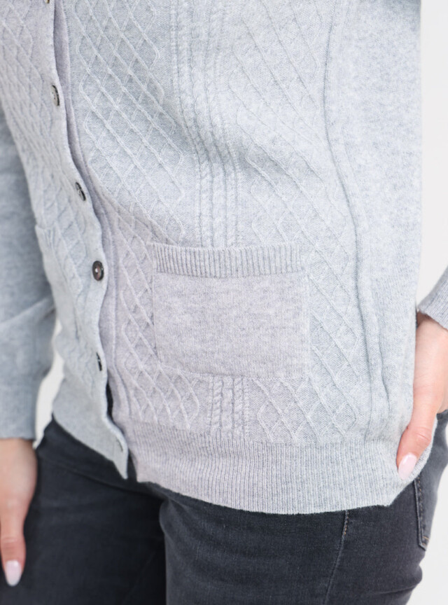 Maison Solfin - Cardigan femme en cachemire et laine gris – 44