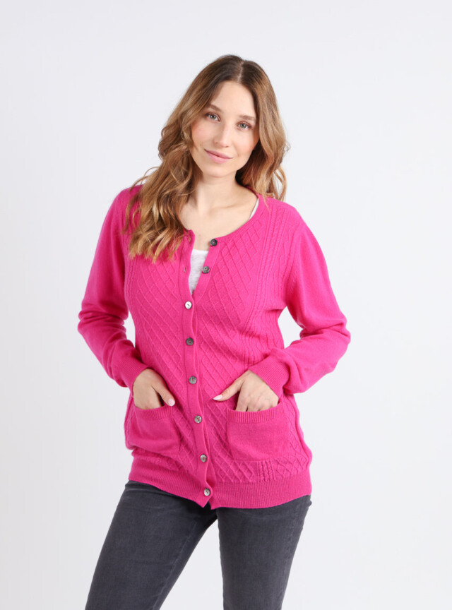 MAISON SOLFIN - Cardigan femme en cachemire et laine rose