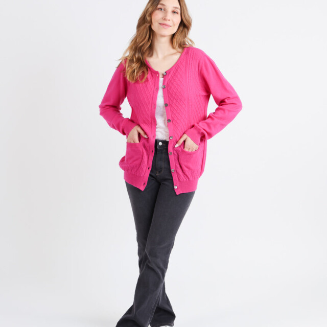Maison Solfin - Cardigan femme en cachemire et laine rose – 50