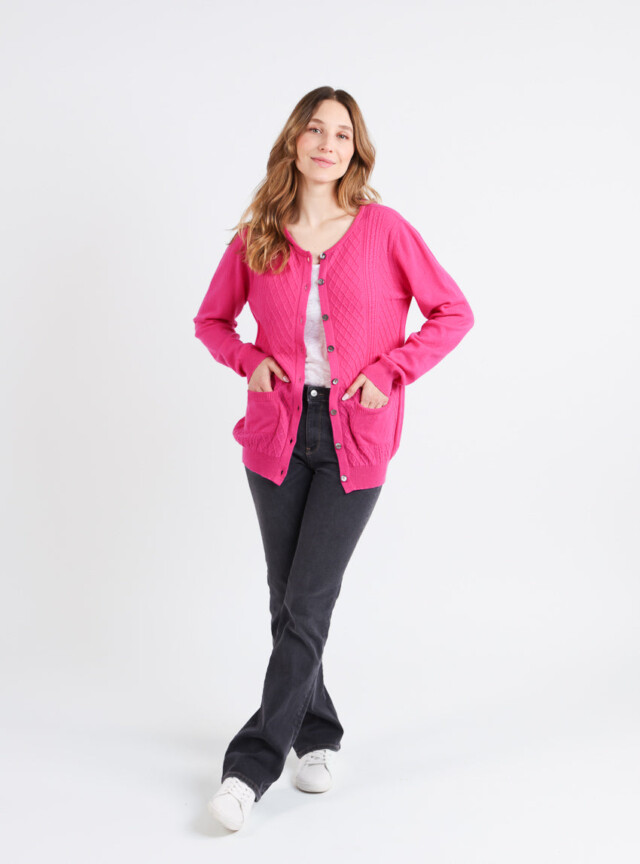 Maison Solfin - Cardigan femme en cachemire et laine rose – 50