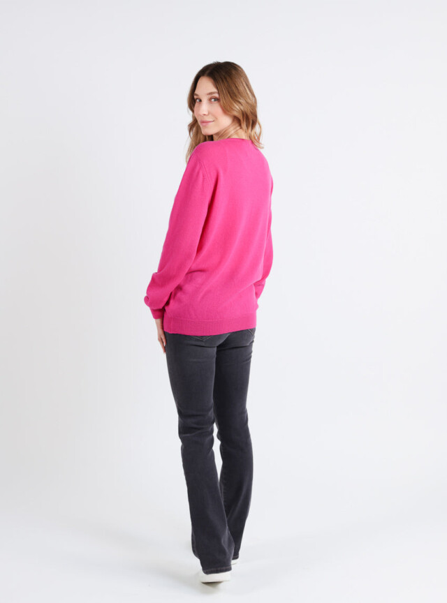 Maison Solfin - Cardigan femme en cachemire et laine rose – 50