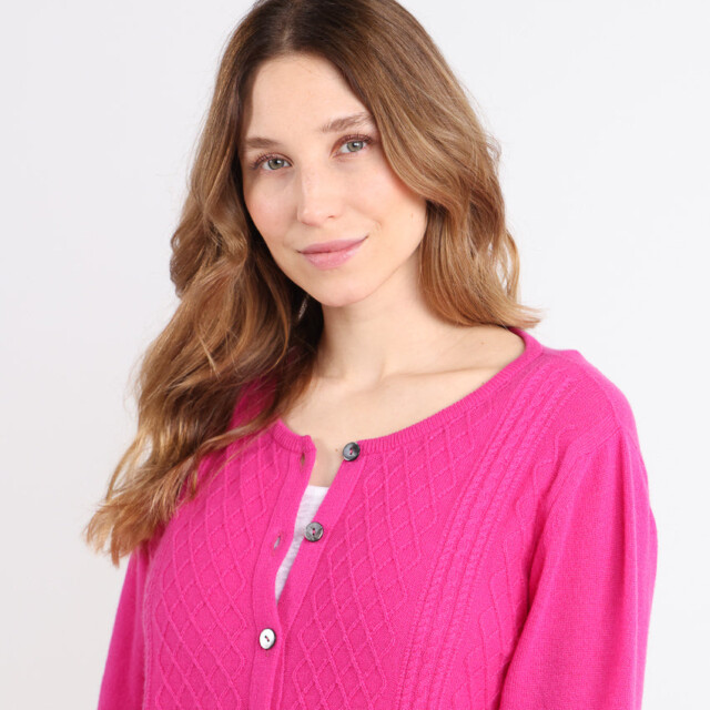 Maison Solfin - Cardigan femme en cachemire et laine rose – 50