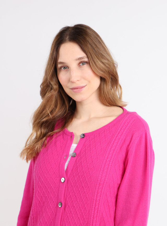 Maison Solfin - Cardigan femme en cachemire et laine rose – 50