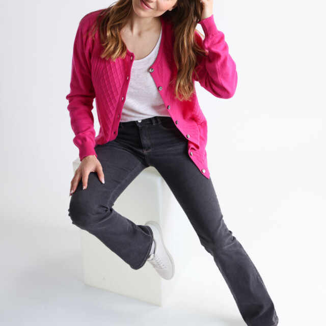 Maison Solfin - Cardigan femme en cachemire et laine rose – 50