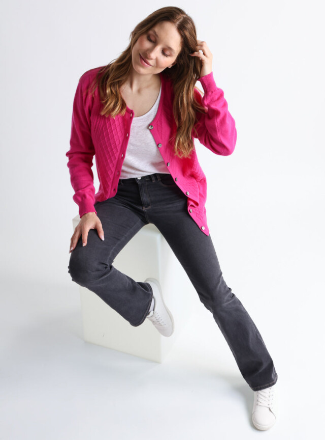 Maison Solfin - Cardigan femme en cachemire et laine rose – 50