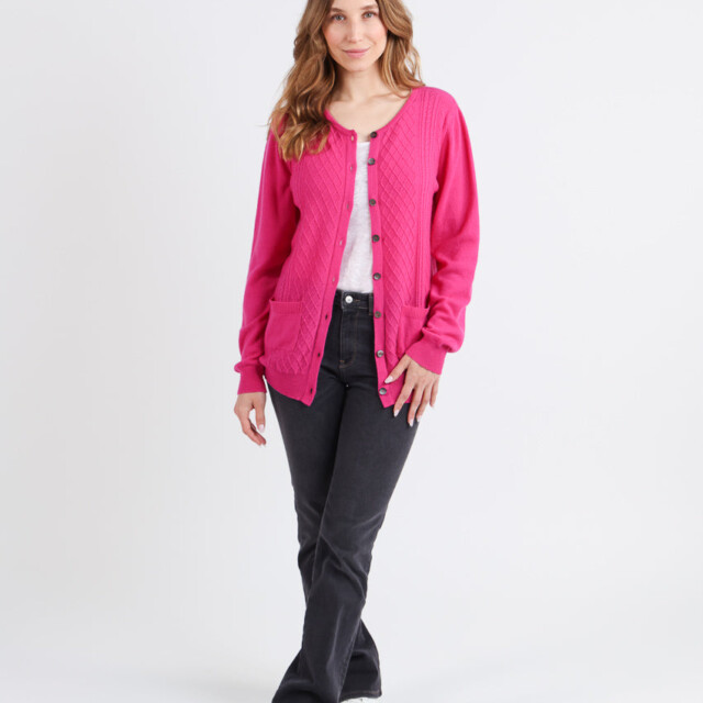 Maison Solfin - Cardigan femme en cachemire et laine rose – 50