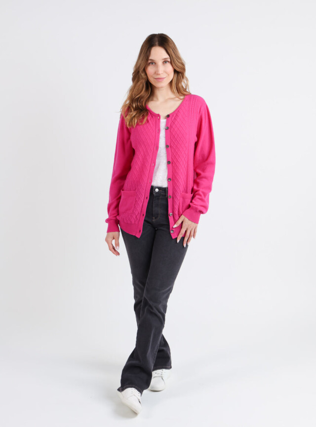 Maison Solfin - Cardigan femme en cachemire et laine rose – 50