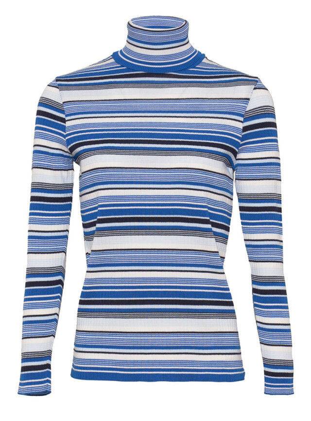Maison Solfin - Pull chaussette femme en laine mérinos rayé bleu – 3