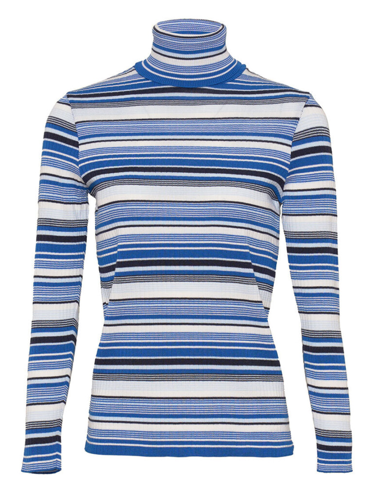 Maison Solfin - Pull chaussette femme en laine mérinos rayé bleu – 3