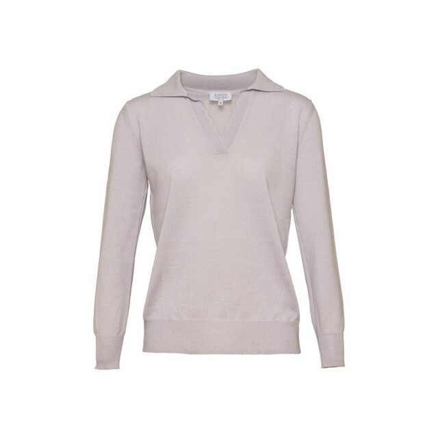 Maison Solfin - Pull col polo femme en laine mérinos gris – 42