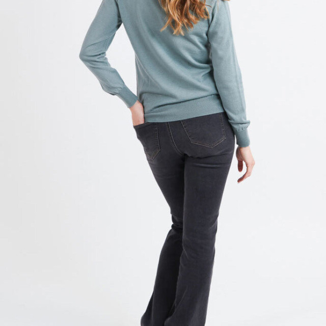 Maison Solfin - Pull col polo femme en laine mérinos vert – 50