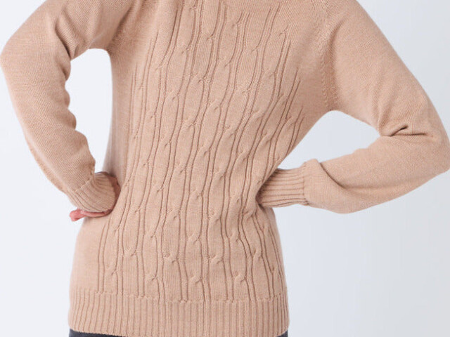 Maison Solfin - Pull femme en laine mérinos beige chaud – 4