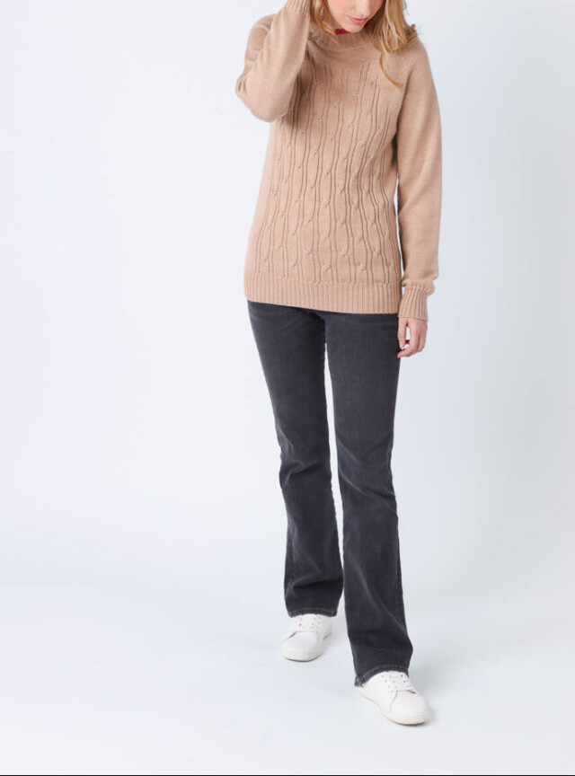 Maison Solfin - Pull femme en laine mérinos beige chaud – 4