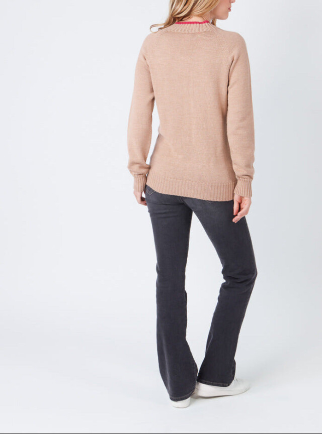 Maison Solfin - Pull femme en laine mérinos beige chaud – 4