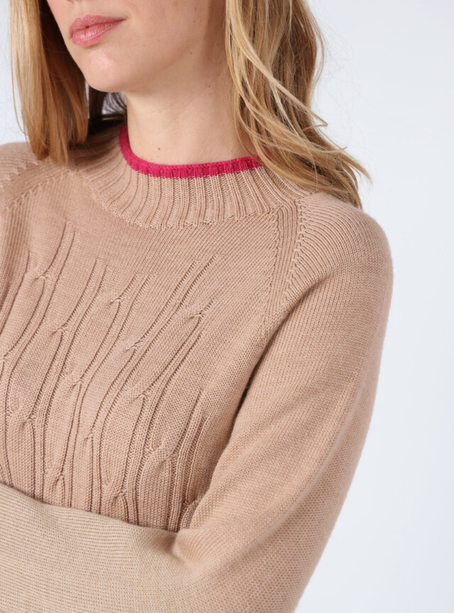 Maison Solfin - Pull femme en laine mérinos beige chaud – 4