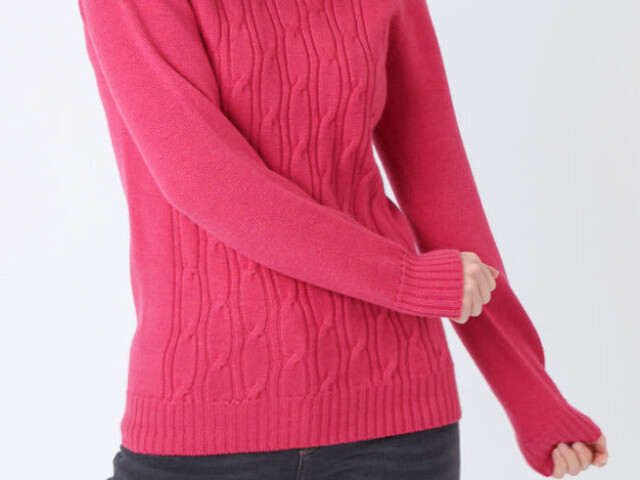 7608 rose geranium pull 1 Maison Solfin - Pull femme en laine mérinos rose géranium – 1