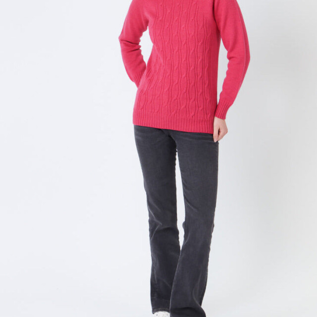 Maison Solfin - Pull femme en laine mérinos rose géranium – 1