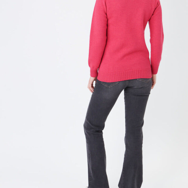 Maison Solfin - Pull femme en laine mérinos rose géranium – 1