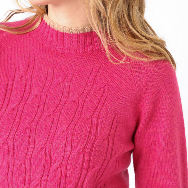 Maison Solfin - Pull femme en laine mérinos rose géranium – 1
