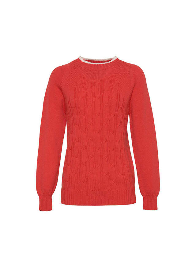 Maison Solfin - Pull femme en laine mérinos rouge doux – 4