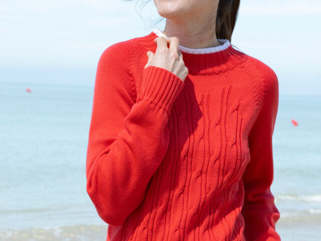 Maison Solfin - Pull femme en laine mérinos rouge doux – 4