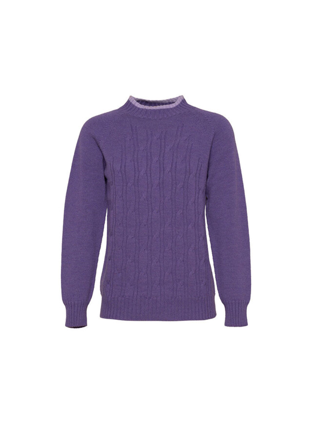 Maison Solfin - Pull femme en laine mérinos violet foncé – 1