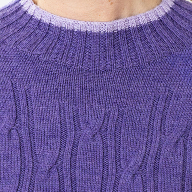 Maison Solfin - Pull femme en laine mérinos violet foncé – 1