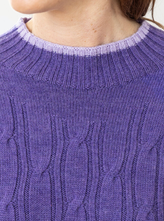 Maison Solfin - Pull femme en laine mérinos violet foncé – 1