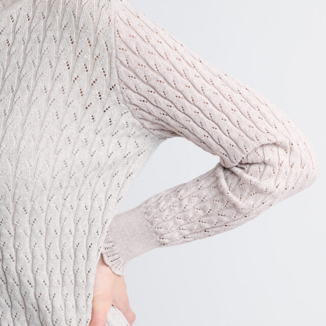 Maison Solfin - Pull femme maille fantaisie en laine beige – 50