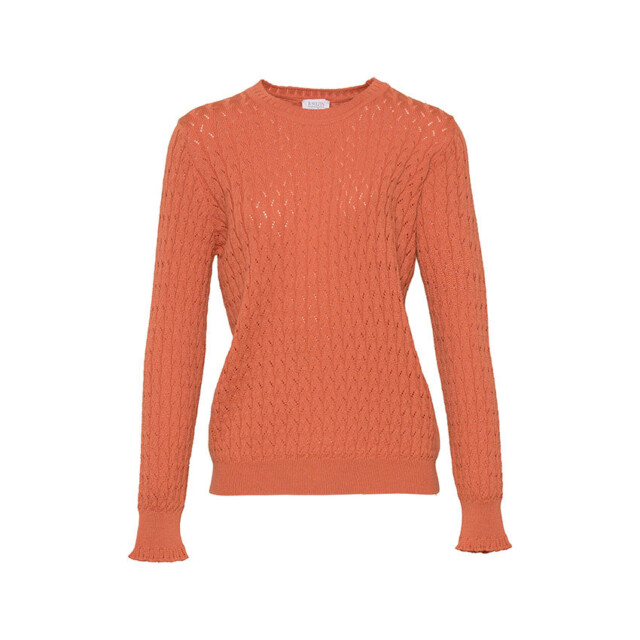 Maison Solfin - Pull femme maille fantaisie en laine orange – 50