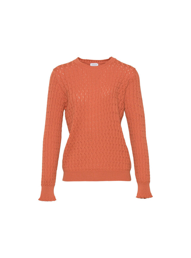 Maison Solfin - Pull femme maille fantaisie en laine orange – 50