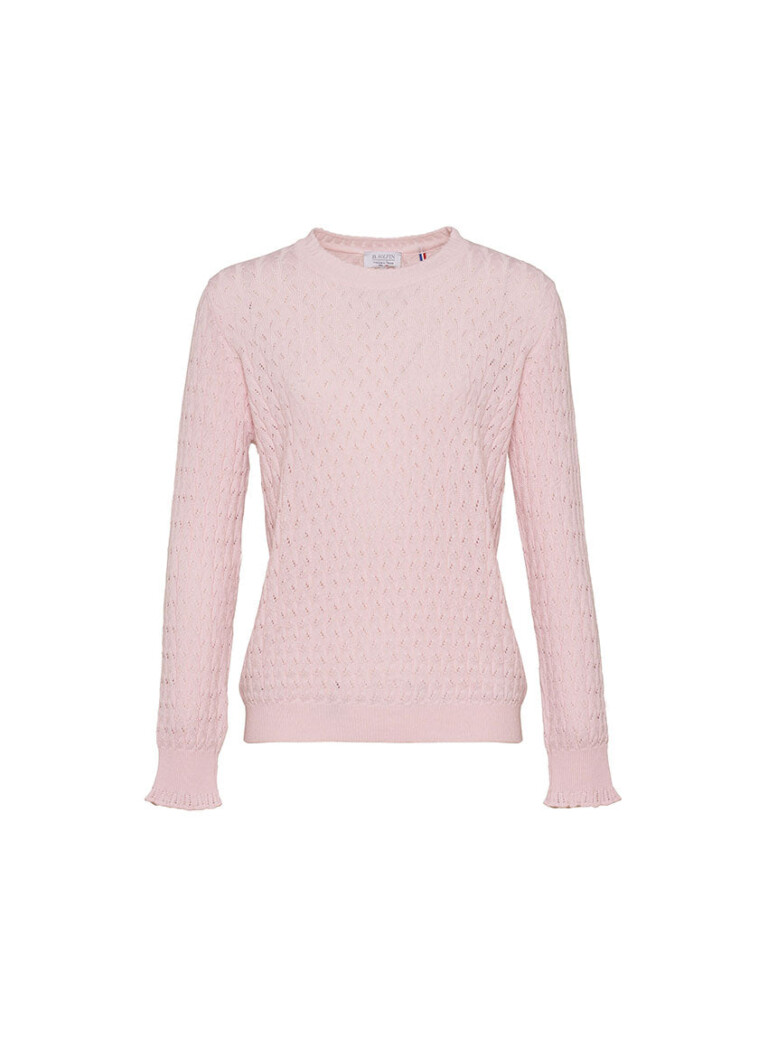Maison Solfin - Pull femme maille fantaisie en laine rose – 50