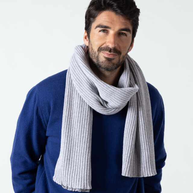 Maison Solfin - Écharpe homme cachemire et laine gris – U