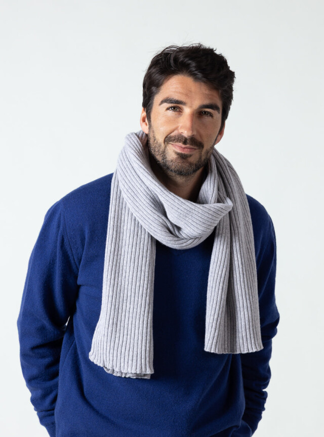 Maison Solfin - Écharpe homme cachemire et laine gris – U