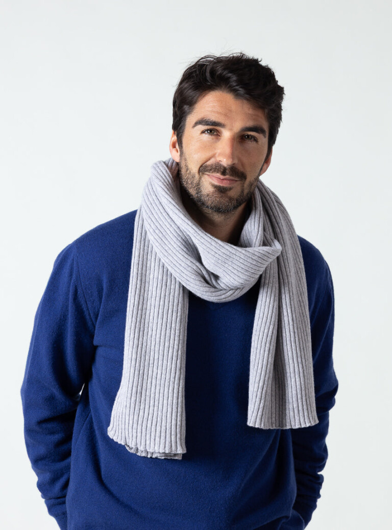 Maison Solfin - Écharpe homme cachemire et laine gris – U