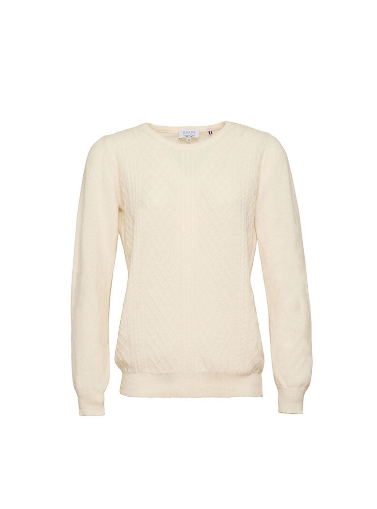 Maison Solfin - Pull femme cachemire et laine blanc crème – 48