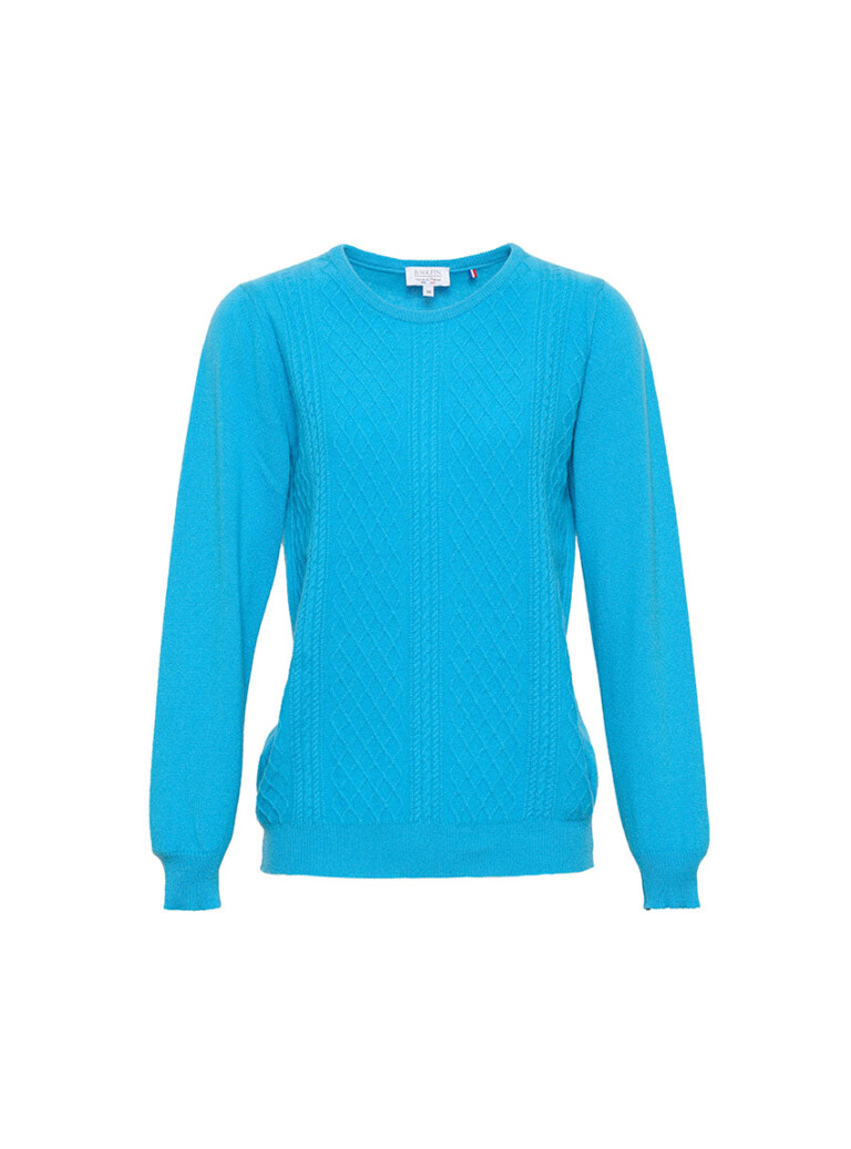 Maison Solfin - Pull femme cachemire et laine bleu céleste – 38