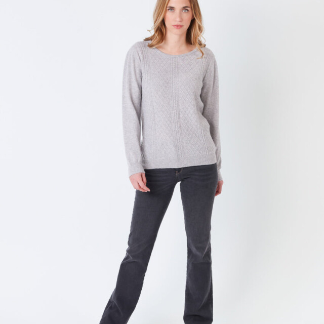Maison Solfin - Pull femme cachemire et laine gris nacré – 50