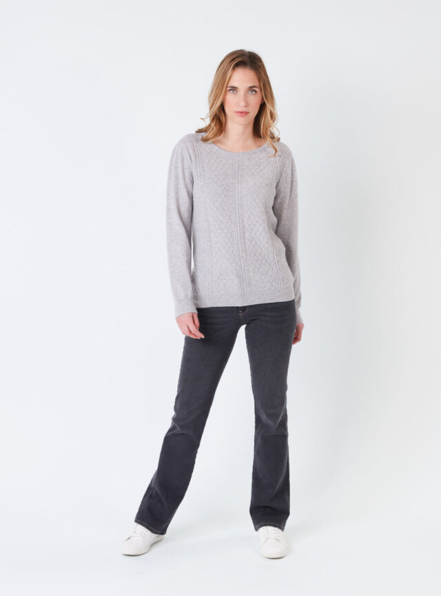 Maison Solfin - Pull femme cachemire et laine gris nacré – 50