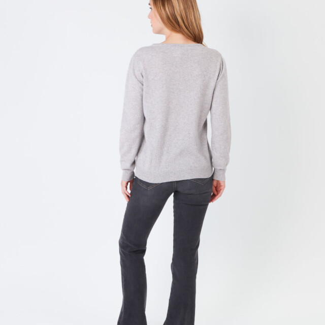 Maison Solfin - Pull femme cachemire et laine gris nacré – 50