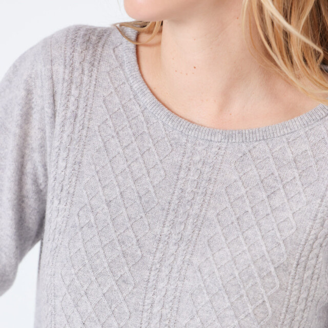 Maison Solfin - Pull femme cachemire et laine gris nacré – 50