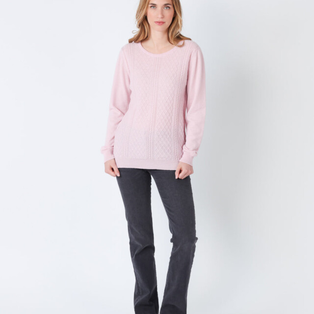 Maison Solfin - Pull femme cachemire et laine rose pale – 50