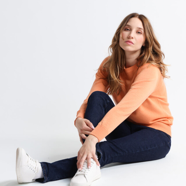 Maison-solfin - Pull épais femme en laine Orange Leger – 50