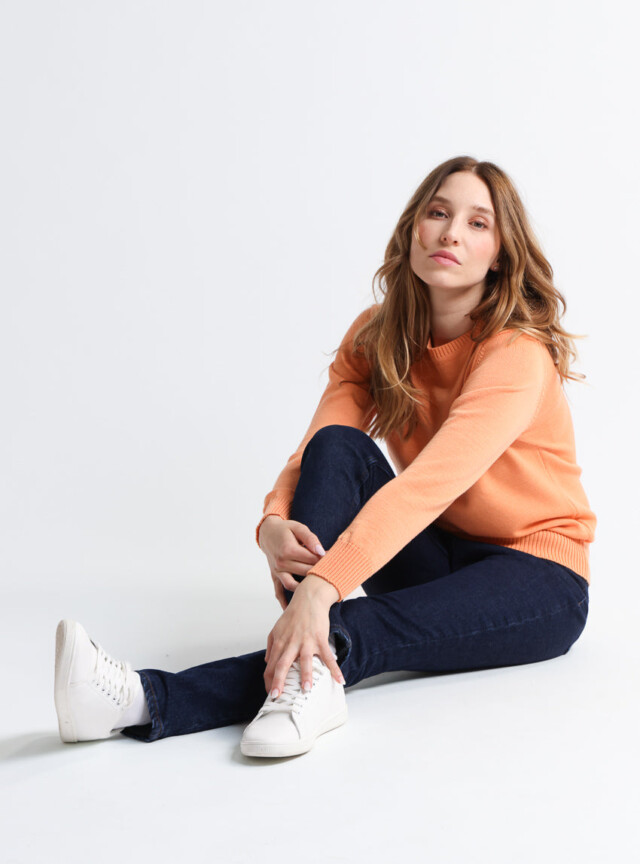 Maison-solfin - Pull épais femme en laine Orange Leger – 50