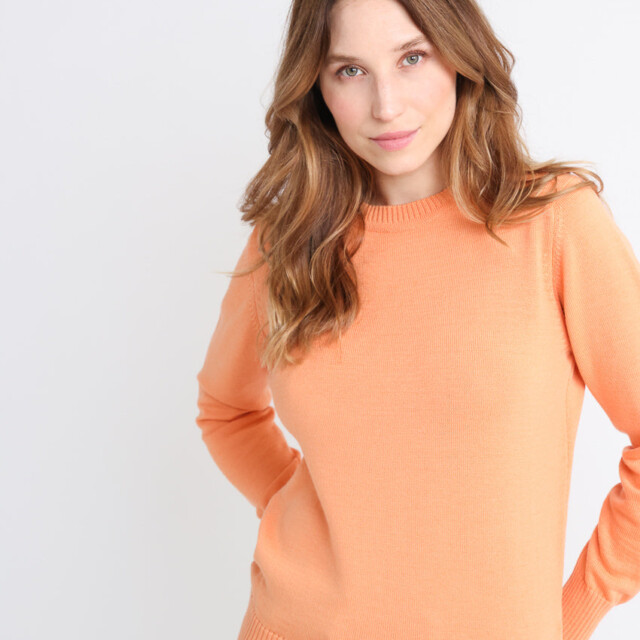 Maison-solfin - Pull épais femme en laine Orange Leger – 50
