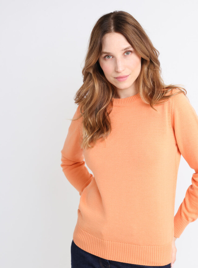 Maison-solfin - Pull épais femme en laine Orange Leger – 50