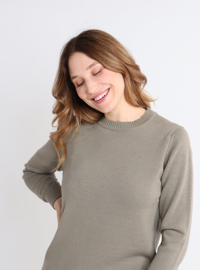 Maison-solfin - Pull épais femme en laine Vert Olive – 48