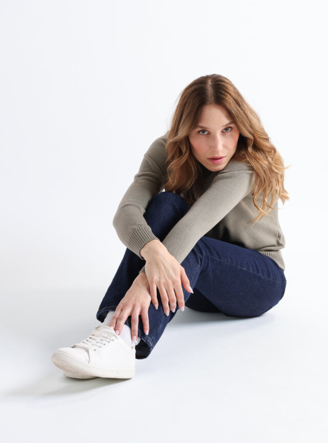 Maison-solfin - Pull épais femme en laine Vert Olive – 48